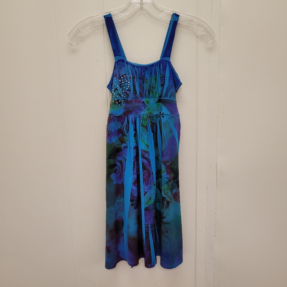 Jodi Kristopher Girls Strap Sublimated Floral Dress